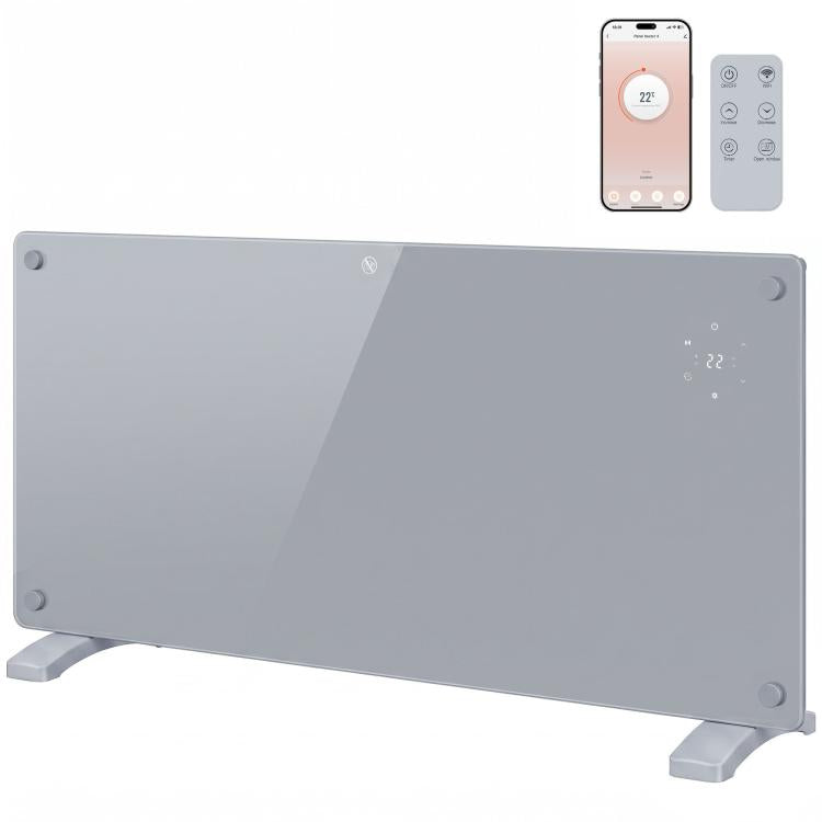 2000W Smart Panel Heater Wall Mounted & Freestanding, Electric Heater with Weekly Timer, Open Window & Anti-Frost, Grey