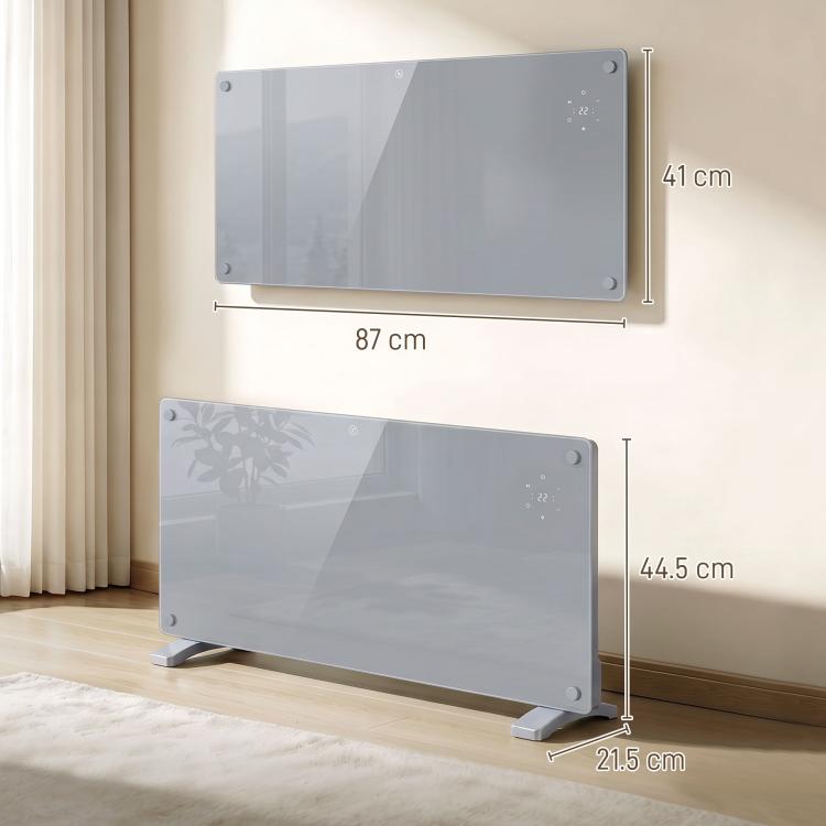 2000W Smart Panel Heater Wall Mounted & Freestanding, Electric Heater with Weekly Timer, Open Window & Anti-Frost, Grey
