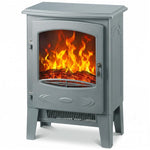 Electric Fireplace, Freestanding Electric Fire with Realistic Flame Effect, Log Burner, 1000W/ 2000W, Grey