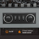 Electric Fireplace, Freestanding Electric Fire with Realistic Flame Effect, Log Burner, 1000W/ 2000W, Grey