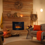 Led Wall Mounted Fireplace Curved Glass Electric Fire Place Fire Place 7 Colour Side Lights Slimline, 900/1800W, 65cm x 52cm