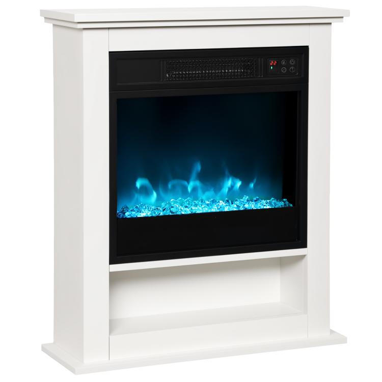 1800W Adjustable Faux Flame Electric Fireplace - White