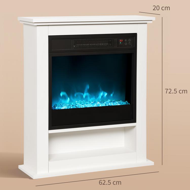 1800W Adjustable Faux Flame Electric Fireplace - White