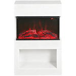 19 inch Electric Fireplace with Surround, 3D Flame Effect, 6 Colours & 3 Brightness Levels, 1000W/2000W White Electric Fire and Mantel Reach up to 30㎡ Space with Remote & Timer, 3 Sided View