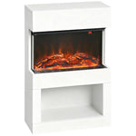 19 inch Electric Fireplace with Surround, 3D Flame Effect, 6 Colours & 3 Brightness Levels, 1000W/2000W White Electric Fire and Mantel Reach up to 30㎡ Space with Remote & Timer, 3 Sided View