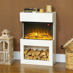 19 inch Electric Fireplace with Surround, 3D Flame Effect, 6 Colours & 3 Brightness Levels, 1000W/2000W White Electric Fire and Mantel Reach up to 30㎡ Space with Remote & Timer, 3 Sided View