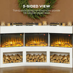 19 inch Electric Fireplace with Surround, 3D Flame Effect, 6 Colours & 3 Brightness Levels, 1000W/2000W White Electric Fire and Mantel Reach up to 30㎡ Space with Remote & Timer, 3 Sided View