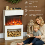 19 inch Electric Fireplace with Surround, 3D Flame Effect, 6 Colours & 3 Brightness Levels, 1000W/2000W White Electric Fire and Mantel Reach up to 30㎡ Space with Remote & Timer, 3 Sided View