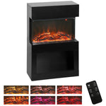 19 inch Electric Fireplace with Surround, 3D Flame Effect, 6 Colours & 3 Brightness Levels, 1000W/2000W Black Electric Fire and Mantel Reach up to 30㎡ Space with Remote & Timer, 3 Sided View