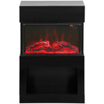 19 inch Electric Fireplace with Surround, 3D Flame Effect, 6 Colours & 3 Brightness Levels, 1000W/2000W Black Electric Fire and Mantel Reach up to 30㎡ Space with Remote & Timer, 3 Sided View