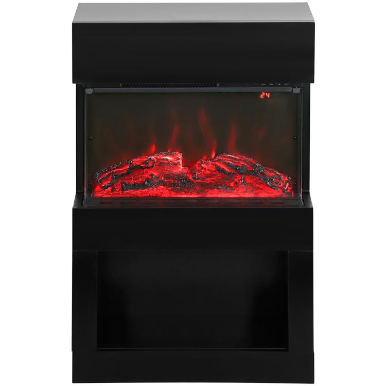 19 inch Electric Fireplace with Surround, 3D Flame Effect, 6 Colours & 3 Brightness Levels, 1000W/2000W Black Electric Fire and Mantel Reach up to 30㎡ Space with Remote & Timer, 3 Sided View
