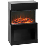 19 inch Electric Fireplace with Surround, 3D Flame Effect, 6 Colours & 3 Brightness Levels, 1000W/2000W Black Electric Fire and Mantel Reach up to 30㎡ Space with Remote & Timer, 3 Sided View