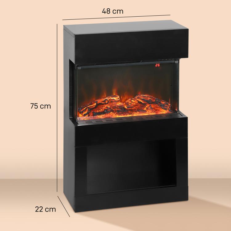 19 inch Electric Fireplace with Surround, 3D Flame Effect, 6 Colours & 3 Brightness Levels, 1000W/2000W Black Electric Fire and Mantel Reach up to 30㎡ Space with Remote & Timer, 3 Sided View