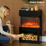 19 inch Electric Fireplace with Surround, 3D Flame Effect, 6 Colours & 3 Brightness Levels, 1000W/2000W Black Electric Fire and Mantel Reach up to 30㎡ Space with Remote & Timer, 3 Sided View