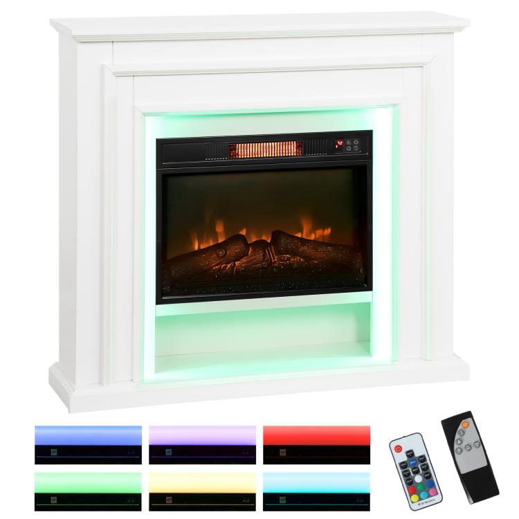 4777 BTU Multicolour LED Electric Fireplace - White