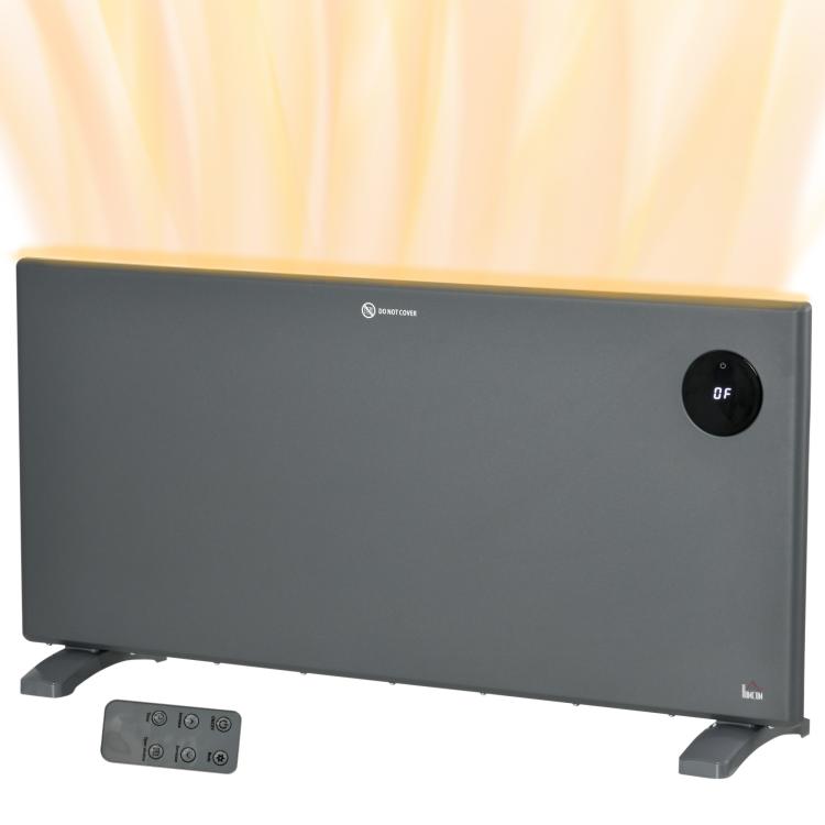 2000W Electric Convector Heater, Freestanding or Wall Mounted, Space Heater with Adjustable Thermostat, Timer, Grey