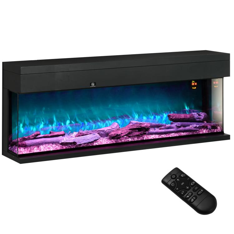 1800W 15-40℃ Adjustable Flame Glass Panel Convector Heater, 152cm