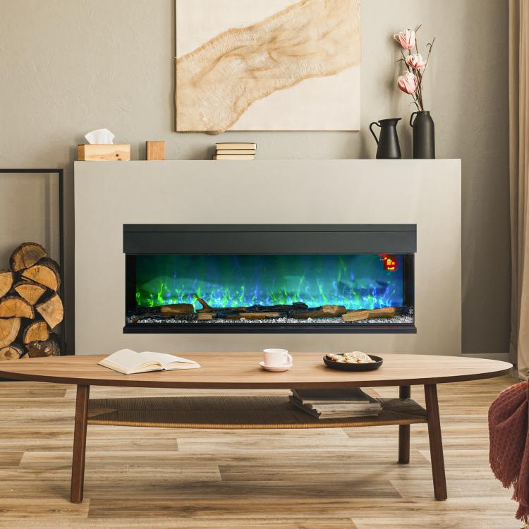 1800W 15-40℃ Adjustable Flame Glass Panel Convector Heater, 152cm
