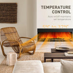 1800W 15-40℃ Adjustable Flame Glass Panel Convector Heater, 152cm