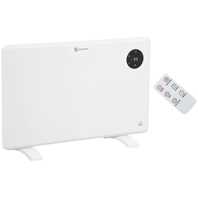 1200W Electric Convector Heater, Freestanding or Wall Mounted, Space Heater with Adjustable Thermostat, Timer, White