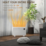 1200W Electric Convector Heater, Freestanding or Wall Mounted, Space Heater with Adjustable Thermostat, Timer, White