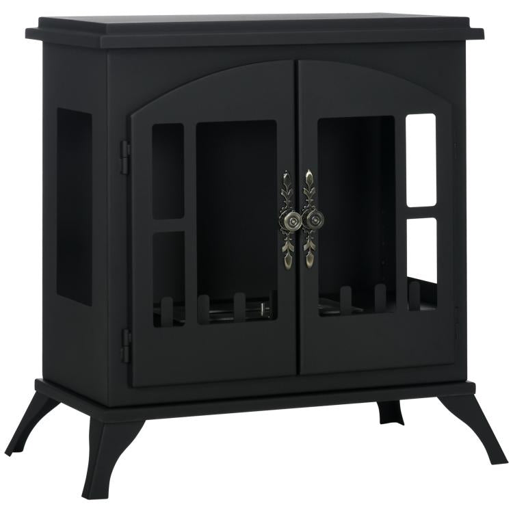 Freestanding Ethanol Fireplace Stove, Bioethanol Fire with Stainless Steel Flame Snuffer, 0.9L Tank, 3 Hours Burning Time for Indoor, Black