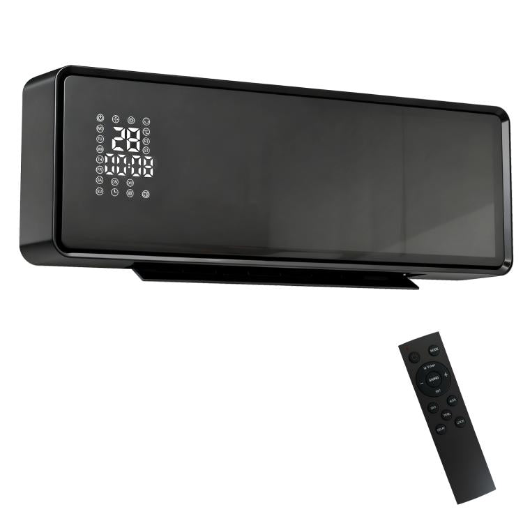 2000W Ceramic Electric Heater with Fan, Adjustable Thermostat, Wall Mounted - Black