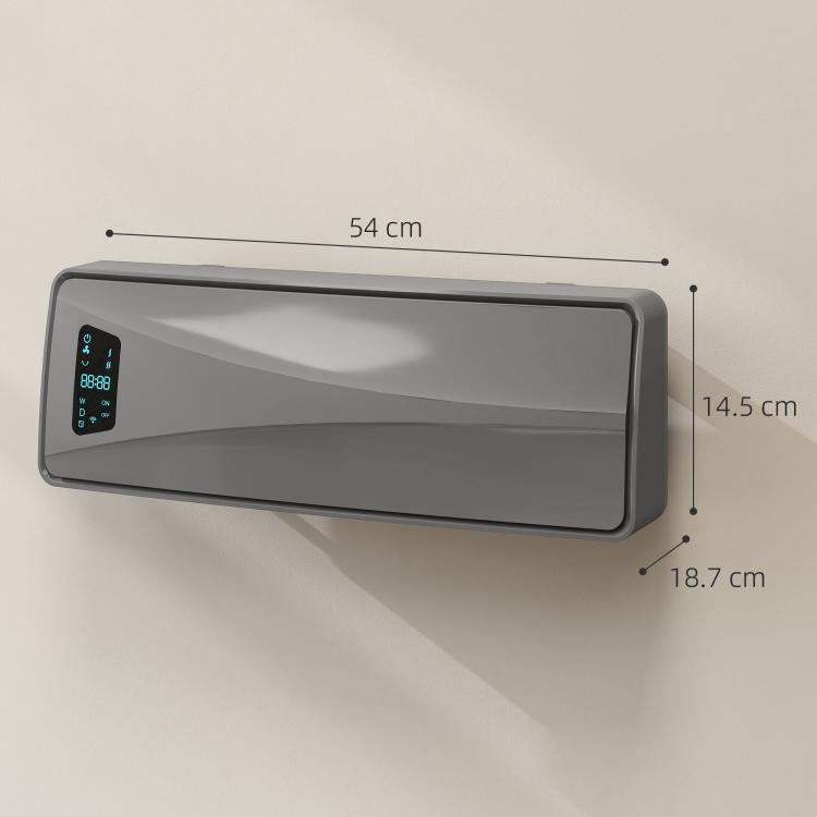 2000W Ceramic Electric Heater with Fan, Adjustable Thermostat, Wall Mounted - Grey