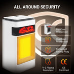 Ceramic Electric Heater, 1500W Fan Space Heater with 3 Modes, 24H Timer, Flame Effect, Oscillation for Bedroom, White