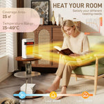 Ceramic Electric Heater, 1500W Fan Space Heater with 3 Modes, 24H Timer, Flame Effect, Oscillation for Bedroom, White