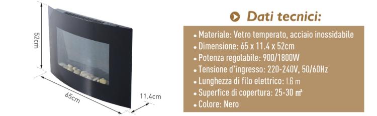Wall-Mounted Electric Fireplace with Colored Flame Effect and Remote Control, 1800W Electric Fireplace with Adjustable Temperature, Thermostat, Timer, and Overheat Protection, Black
