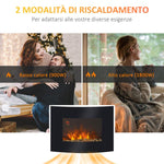 Wall-Mounted Electric Fireplace with 2 Heat Settings (900–1800W), 7-Color Adjustable Flame, and Remote Control – Black