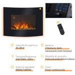 Wall-Mounted Electric Fireplace with 2 Heat Settings (900–1800W), 7-Color Adjustable Flame, and Remote Control – Black