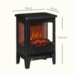Camino elettrico con effetto fiamma e visione su 3 lati, temperatura regolabile (900W-1800W), protezione contro il surriscaldamento, copertura 20-25 m², 39x26x54,8 cm, nero