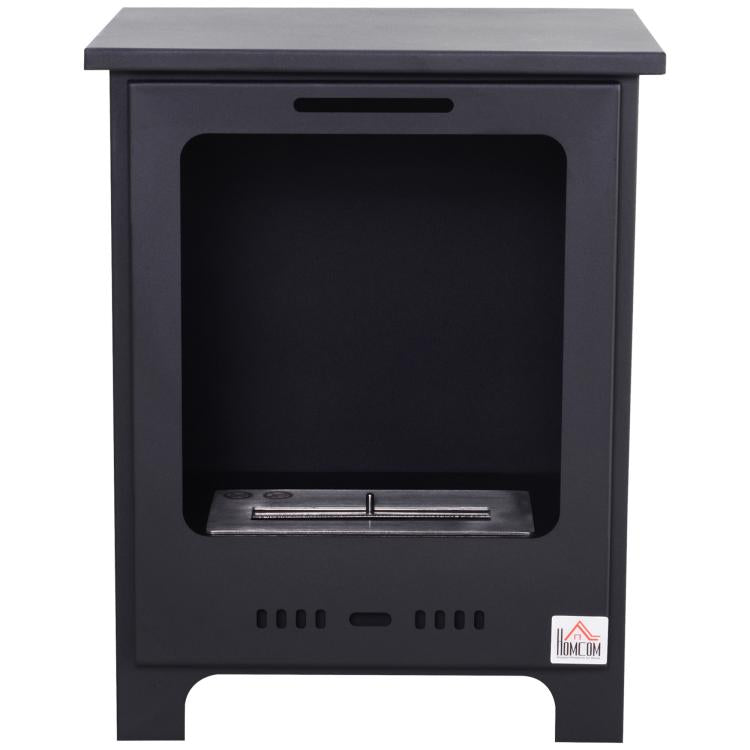 Freestanding Ethanol Fireplace, Bioethanol Fire with 0.9L Tank, 3 Hours Burning Time for Indoor, Black