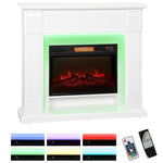 Recessed Electric Fireplace with 3D Flame Effect, RGB LED Light Strip, 1800W, Timer, Thermostat – White