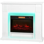 Recessed Electric Fireplace with 3D Flame Effect, RGB LED Light Strip, 1800W, Timer, Thermostat – White
