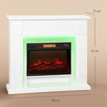 Recessed Electric Fireplace with 3D Flame Effect, RGB LED Light Strip, 1800W, Timer, Thermostat – White