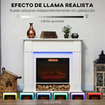 Recessed Electric Fireplace with 3D Flame Effect, RGB LED Light Strip, 1800W, Timer, Thermostat – White