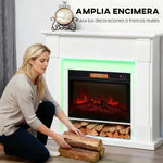 Recessed Electric Fireplace with 3D Flame Effect, RGB LED Light Strip, 1800W, Timer, Thermostat – White