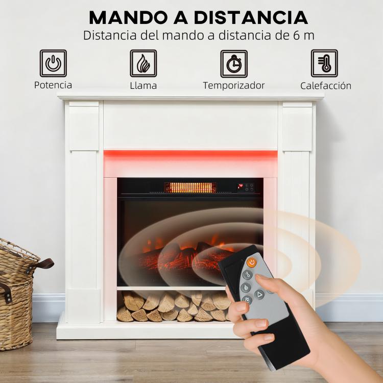Recessed Electric Fireplace with 3D Flame Effect, RGB LED Light Strip, 1800W, Timer, Thermostat – White