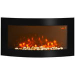 Wall-Mounted Electric Fireplace 1000W/2000W with Adjustable Temperature, Flame Effect, and Remote Control – 89.2 x 13.5 x 48 cm – Black