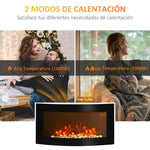 Wall-Mounted Electric Fireplace 1000W/2000W with Adjustable Temperature, Flame Effect, and Remote Control – 89.2 x 13.5 x 48 cm – Black