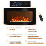Wall-Mounted Electric Fireplace 1000W/2000W with Adjustable Temperature, Flame Effect, and Remote Control – 89.2 x 13.5 x 48 cm – Black