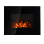900/1800W Wall-Mounted Electric Fireplace – Quiet Operation, Remote Control, Thermostat, Flame Effect – Black