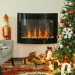 900/1800W Wall-Mounted Electric Fireplace – Quiet Operation, Remote Control, Thermostat, Flame Effect – Black