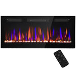 Ultra-thin Recessed Wall-Mounted Electric Fireplace with 3D Flame (Adjustable Brightness/Speed), 12 Pebble Colors, and 900/1800W Output