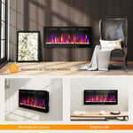 Ultra-thin Recessed Wall-Mounted Electric Fireplace with 3D Flame (Adjustable Brightness/Speed), 12 Pebble Colors, and 900/1800W Output