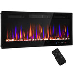 Ultra-thin Recessed Wall-Mounted Electric Fireplace with 3D Flame (Adjustable Brightness/Speed), 12 Pebble Colors, and 900/1800W Output