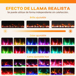 Ultra-thin Recessed Wall-Mounted Electric Fireplace with 3D Flame (Adjustable Brightness/Speed), 12 Pebble Colors, and 900/1800W Output